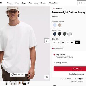 Lululemon Heavyweight Cotton Jersey T-Shirt – White XXL-used-excellent cond